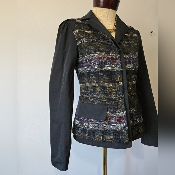 LIDA BADAY Designer Wool Tweed And Silk Jacket/ Blazer. Multicolour Knit. Size 2 - Picture 2 of 16